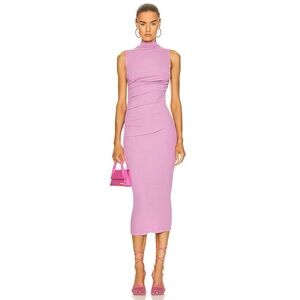Enza Costa Xsmall Silk Knit Sleeveless Twist Midi Dress in color Orchid Flower